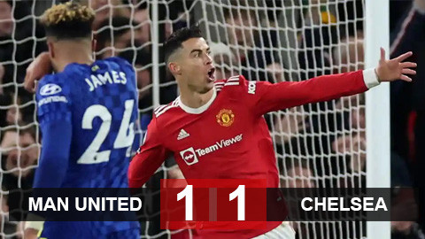 MU 1-1 Chelsea: Ronaldo cứu Quỷ đỏ thoát trận thua thứ 3 liên tiếp